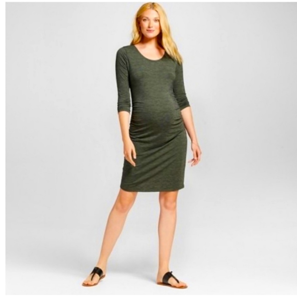 Liz Lange maternity dark green maternity dress XS with 3/4 sleeve